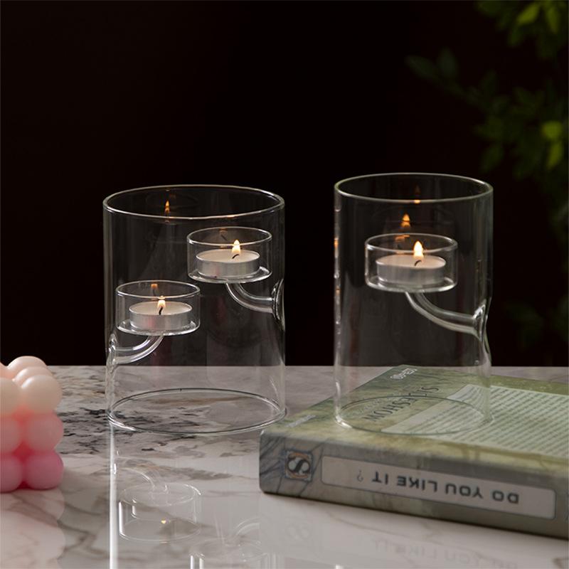 European cylinder hurricane glass candlestick oil lamp wind candle holder creative home decoration candlelight dinner gift.