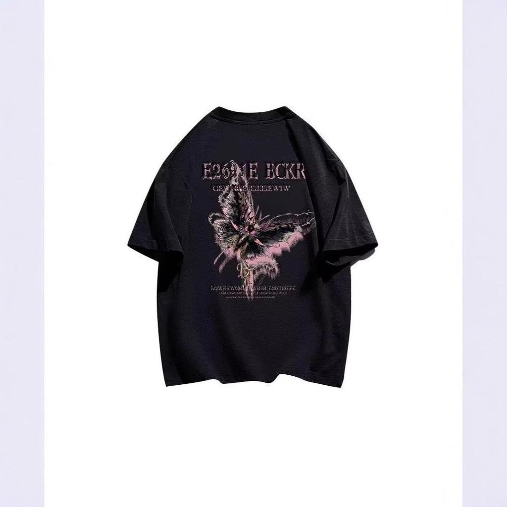 Unisex Retro Hong Kong Style Five-Sleeve White T-Shirt - Loose Summer Fit for Couples, Trendy Short-Sleeve Top