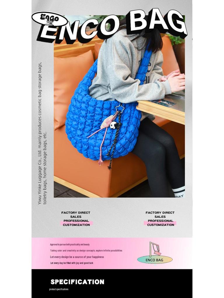 Verbesserte minimalistische plissierte Knödel-Schultertasche - Damenhandtasche mit großem Fassungsvermögen aus Daunenbaumwolle