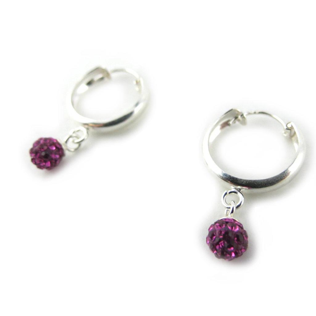 Les Trésors De Lily [N0316] - Silver 'Sissi' Pink Hoop Earrings (5 Mm)
