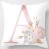 White Pink Alphabet Pillowcase Letter A-Z Flower Pillow Cover Sofa Cushion Cover Home Decor Pillow Cover