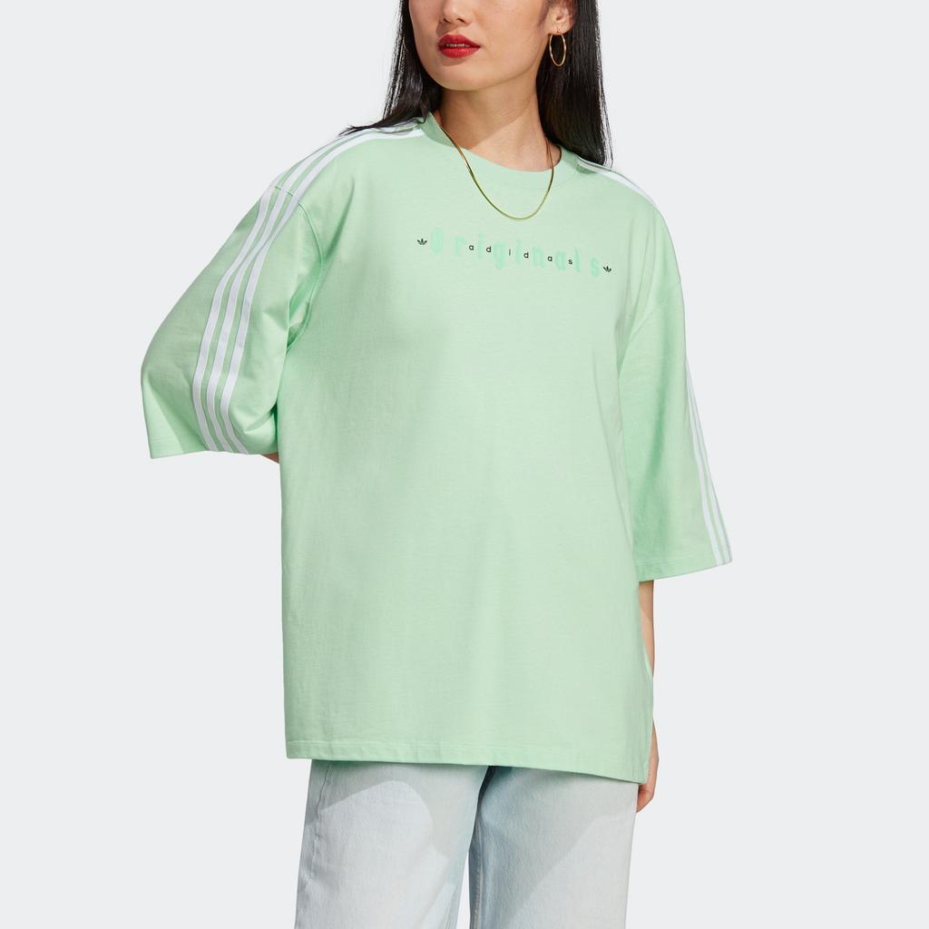 Adidas Originals Oversized T-Shirt With Letter Logo Print Women Tops Mint-Green IQ3403