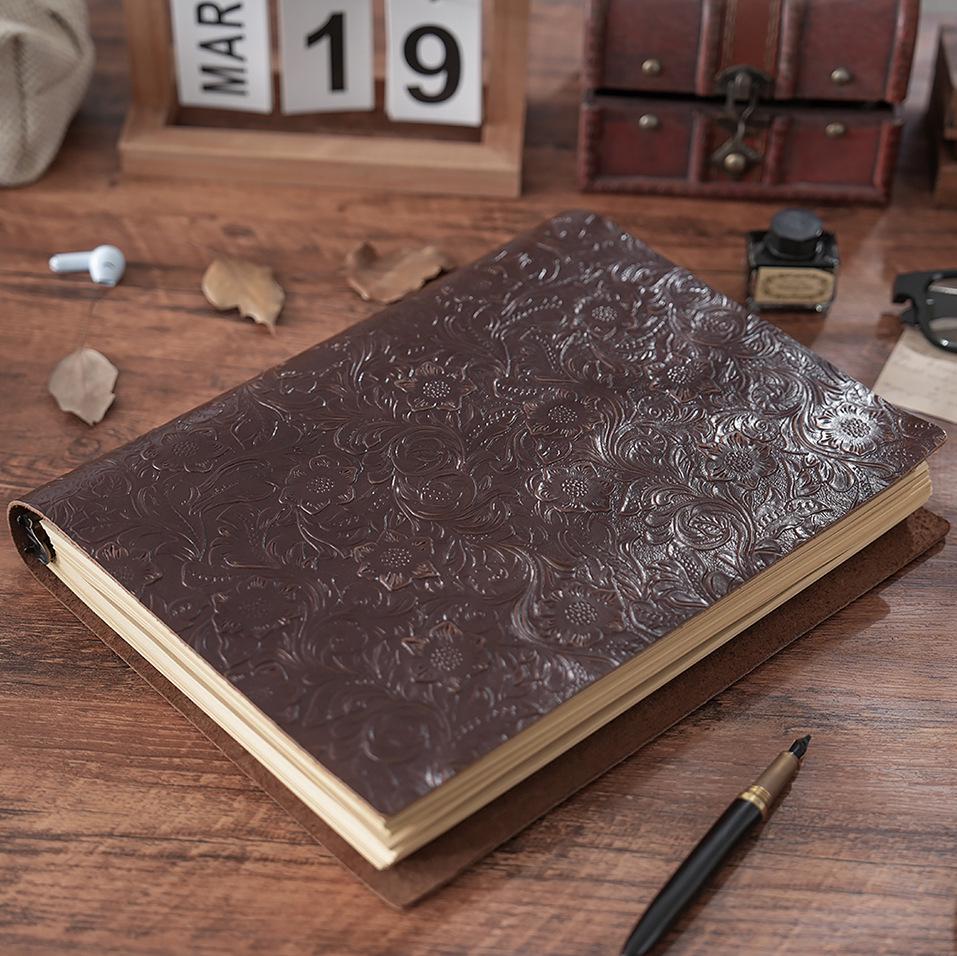 Extra Large Crazy Horse Leather Notebook: A4/B5 Ring Binder Vintage Journal Sketchbook