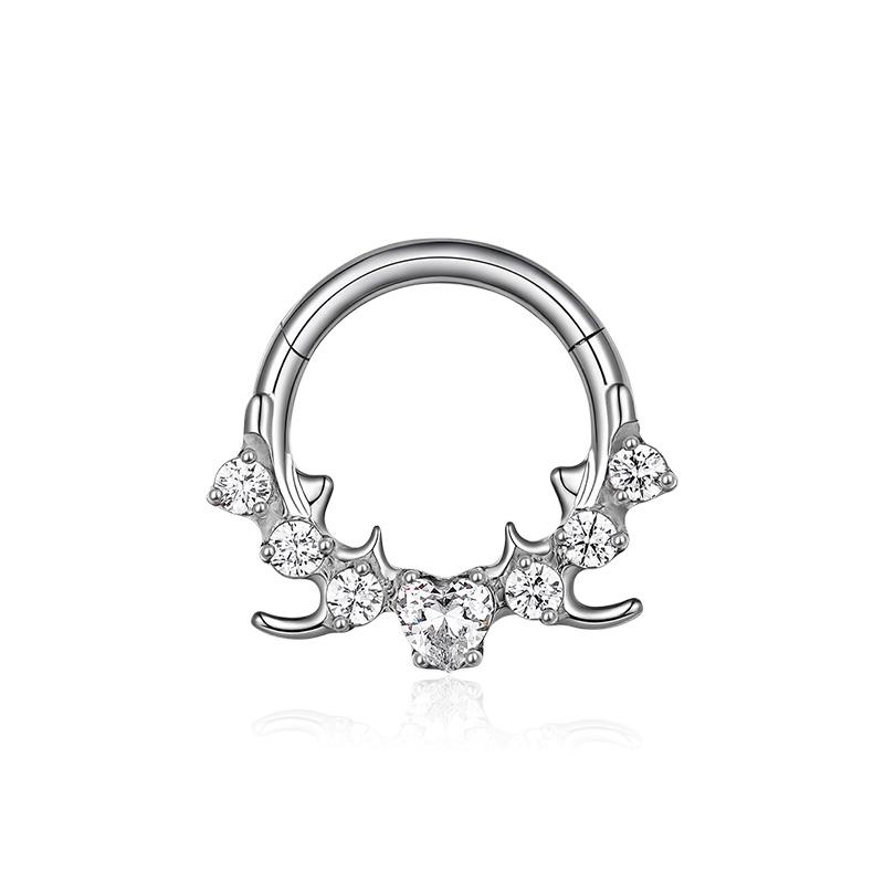 

ASTM F136 Titanium with CZ Hinged Nose Ring 16G Septum Clicker Piercing Septum Daith Helix Tragus Earrings New Body Jewelry 16G 1.2x8mm&Plant&Nose Rings & Studs&Face