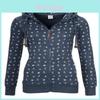 Luxuriöser und weicher Damen-Kapuzenpullover aus Fleece mit Seeanker-Print und Reißverschluss