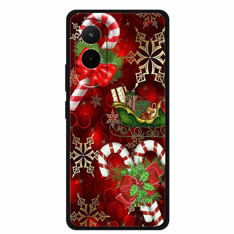 Christmas Phone Case For Poco M7 4G Case Christmas Tree Black Silicone Bumper For Xiaomi Poco M7 4G Cover PocoM7 Cartoon Coque