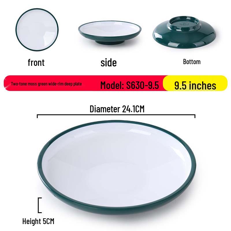 Nordic Round Melamine Shallow Plate for Buffets and Stir-Fry Dishes