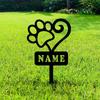 Metal Garden Memorial Stake, Personalized Pet Loss Grave Marker, Custom Dog Paw Print Plaque, Outdoor Sympathy Gift for Pet