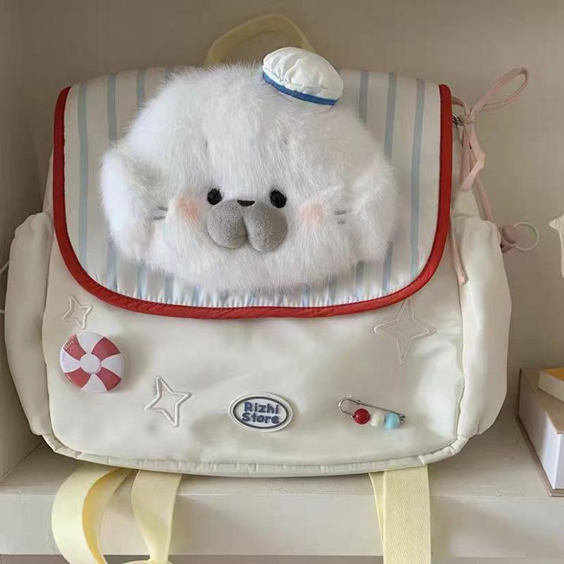 Mori-Style Large-Capacity Cartoon Doll Backpack for Junior and Senior High Students