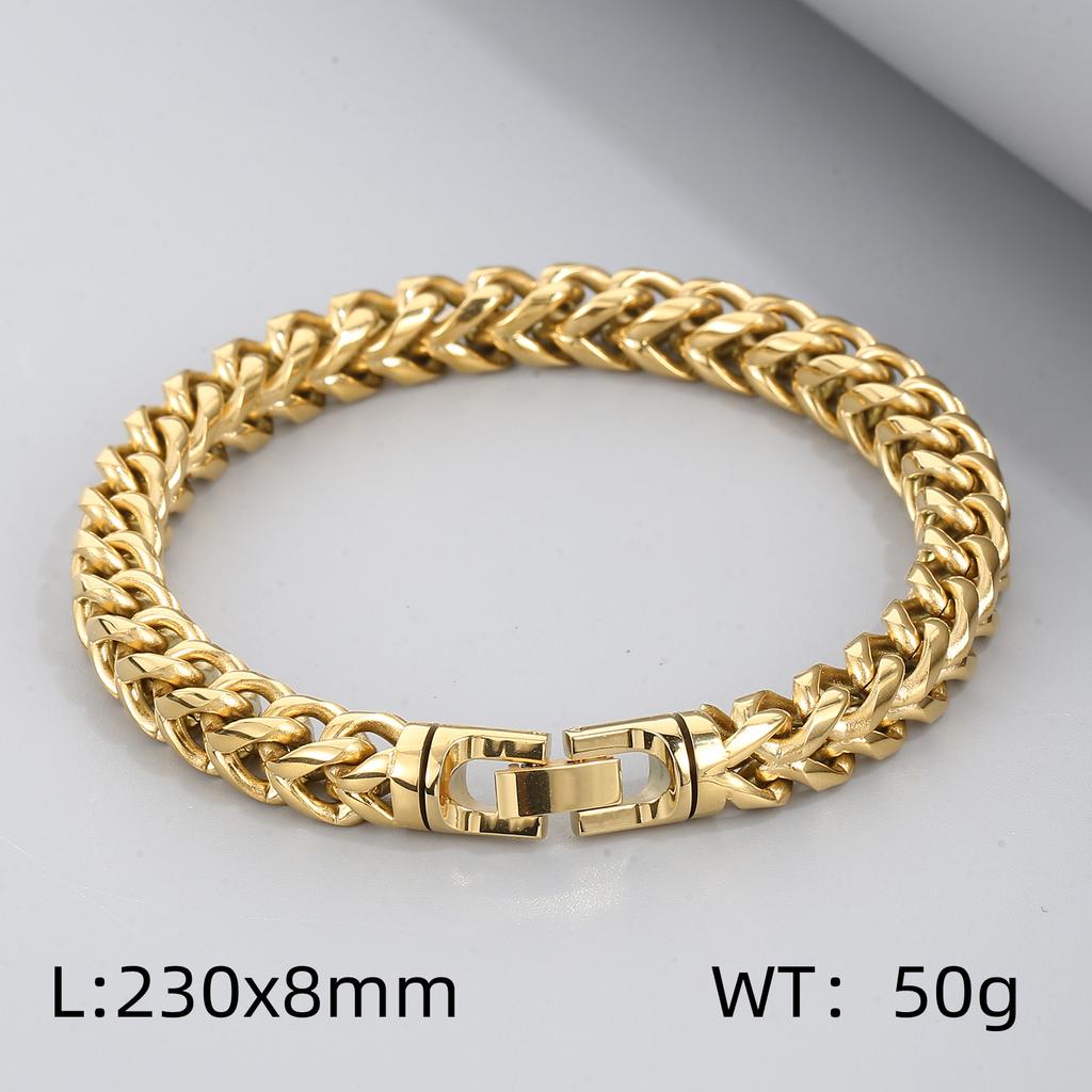 8/10mm Width Stainless Steel Keel Bracelet Plated Gold Keel Chain Bracelet Fashion Jewelry For Men Wedding Birthday Party Gift