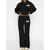 Set Trendy con Stampa di Lettere, Felpa con Cappuccio e Pantaloni Larghi da Ginnastica, Set Due Pezzi Pigro Casual, Set Stile Street