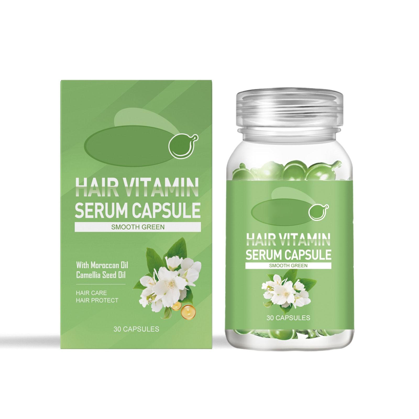 

Капсулы для волос 30 шт. Капсулы для волос Сыворотка для вьющихся и поврежденных волос, кератиновый уход за волосами Уход за волосами, капсулы с маслом для волос для мужчин и женщин 30 мл One Size зелёный