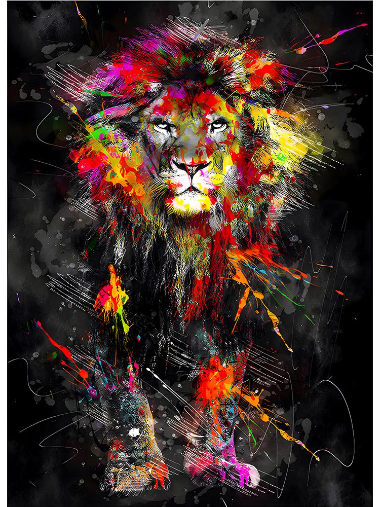 Abstract Graffiti Art Lion Tiger Giraffe Canvas Art Animals Posters and Prints Wall Art Decor Pictures For Living Room Cuadro