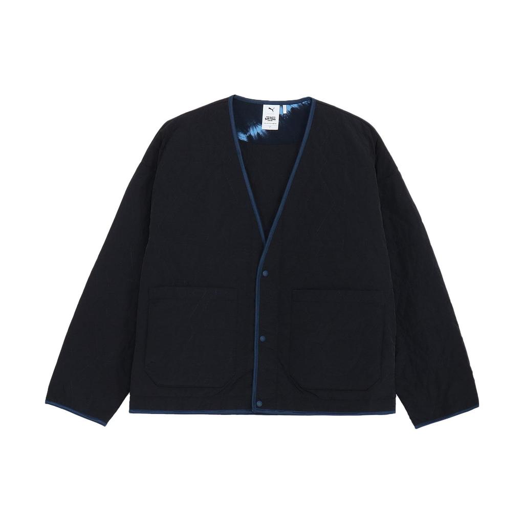 Puma X Blue Blue Japan Collaboration FW23 Indigo Dyed Textured Pocket Single-Breasted V-Neck Jacket Unisex Jacket Navy-Blue 625792-16