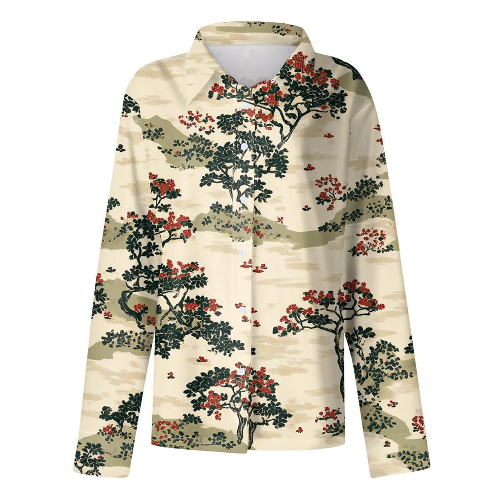 Skjorte for kvinner Bluse med knapp Langermet Uformell Basic skjortekrage Vanlig topp