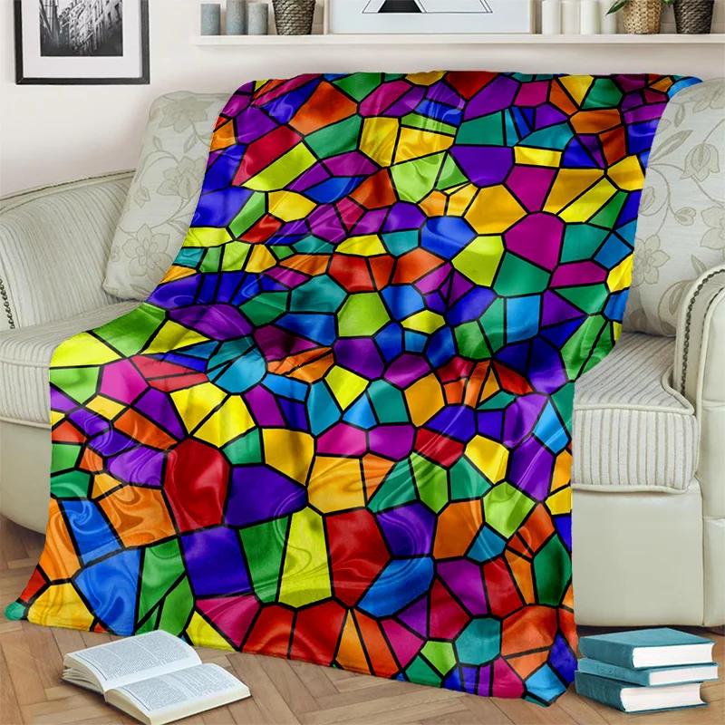 Coperta Cartone Animato 3D Colori Arcobaleno Illusione, Morbida Coperta da Divano per Casa Camera da Letto Letto Divano Picnic Viaggio Ufficio Coperta per Bambini