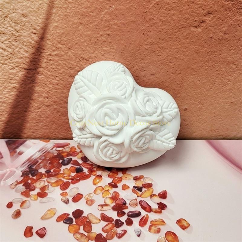 92MF 3D Rose Heart Silicone Molds for Candle Soap Cement Clay Silicone Molds China Mainland