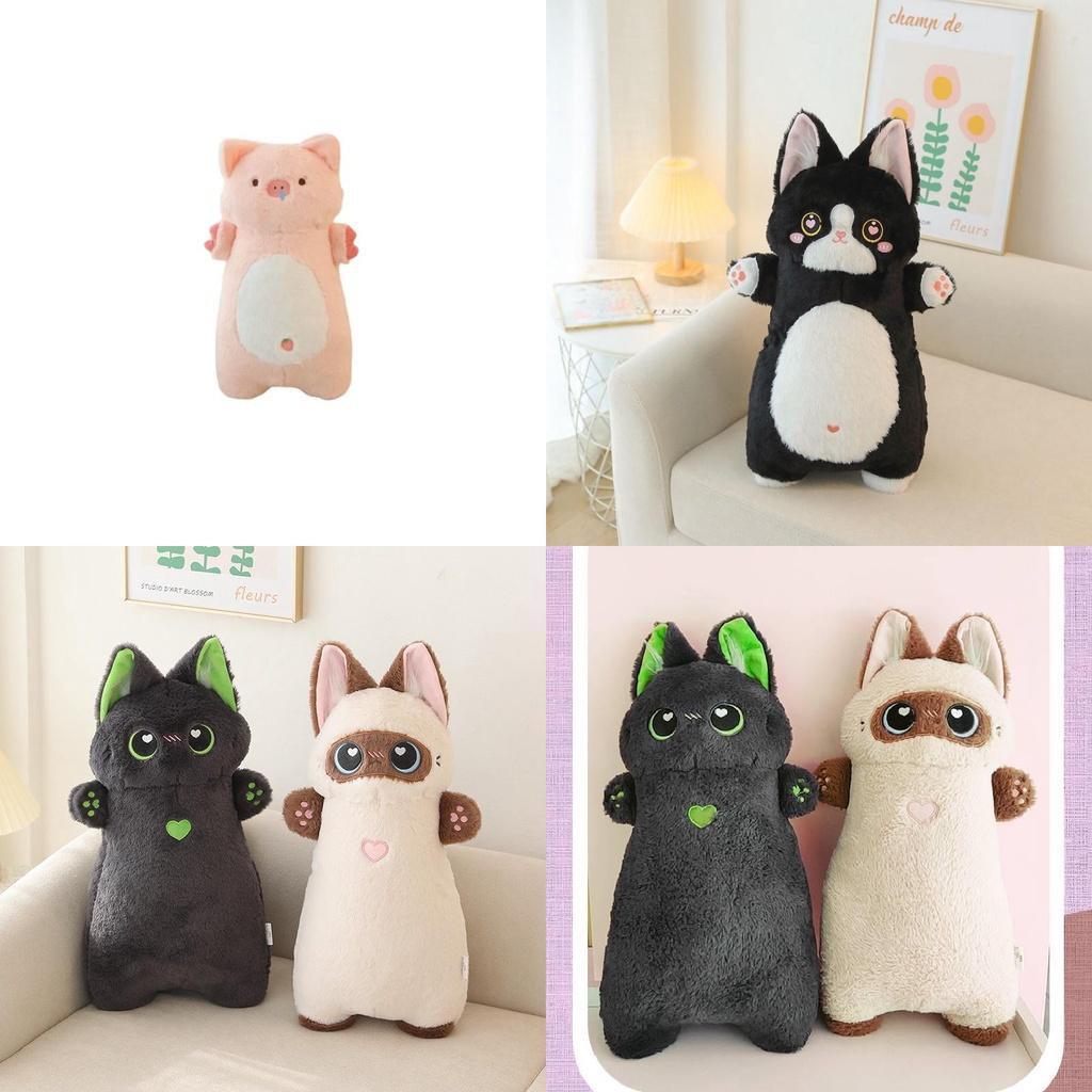 Adorable Short Plush Siamese/blue/orange/cow/pig Cat Stuffed Animal Pillow Toy Perfect Birthday Gift