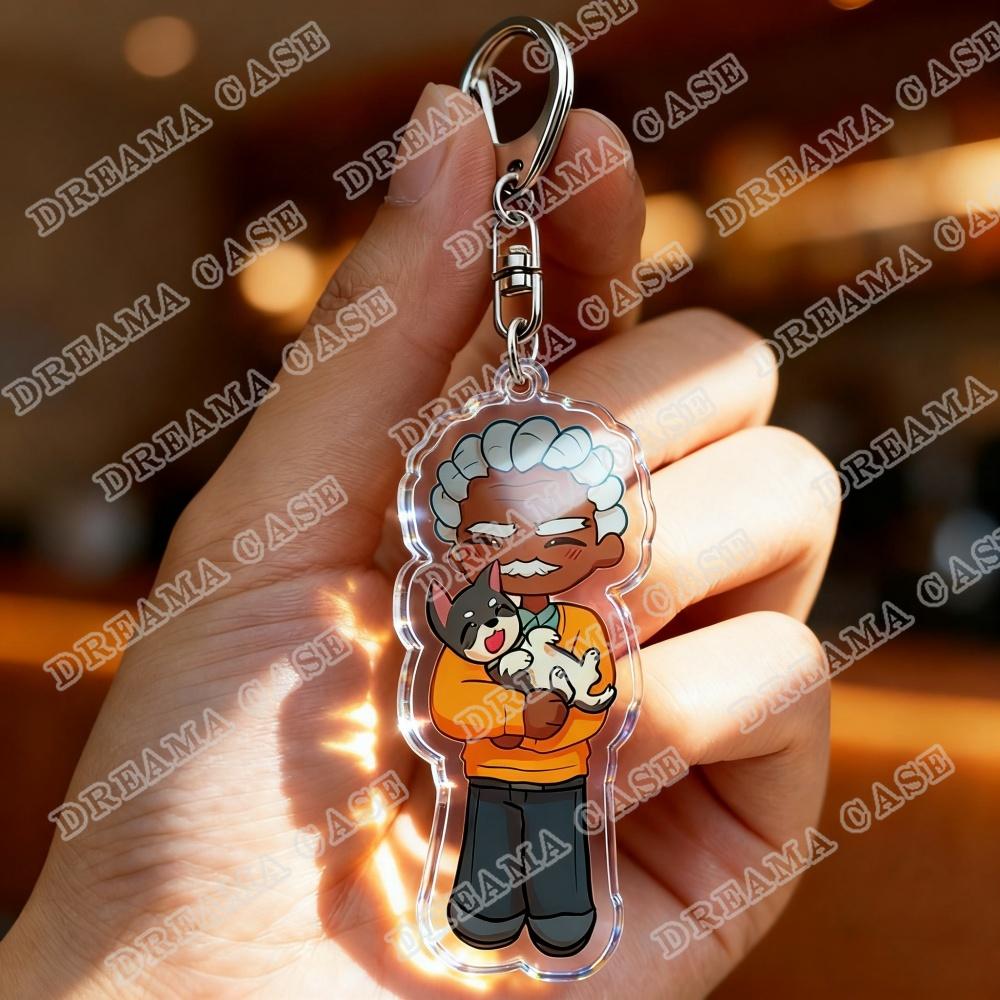 

Cute Cartoon Chibi Keychain for Accessories Mecha Man Blonde Blazer Robert Robertson Keyring Jewelry Dispatch Gaming Fans Gifts