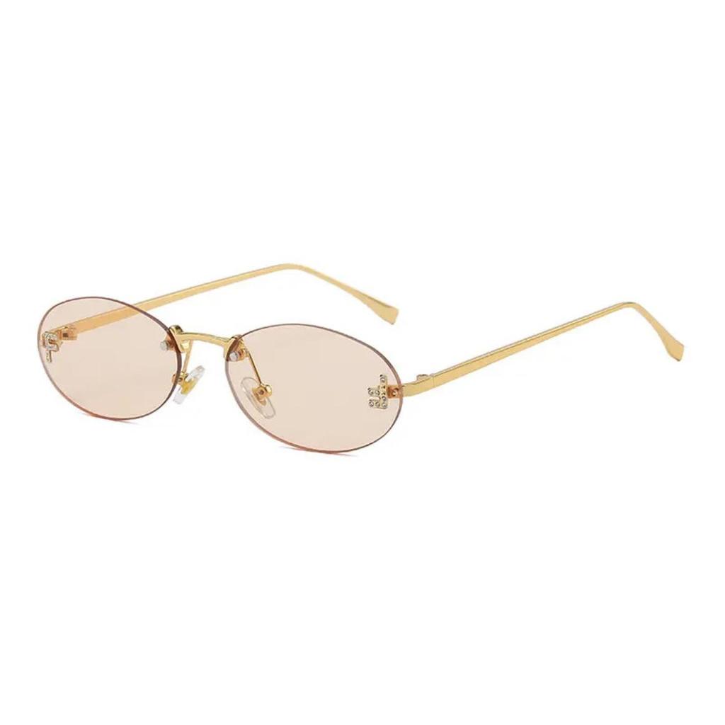Frameless Diamond-Studded UV Protection Sunglasses, Trendy Celebrity Style