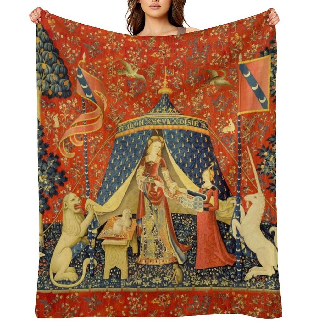 Lady and the Unicorn Medieval Tapestry Throw Blanket Luxury St Bed Plaid Bed Plush Blankets