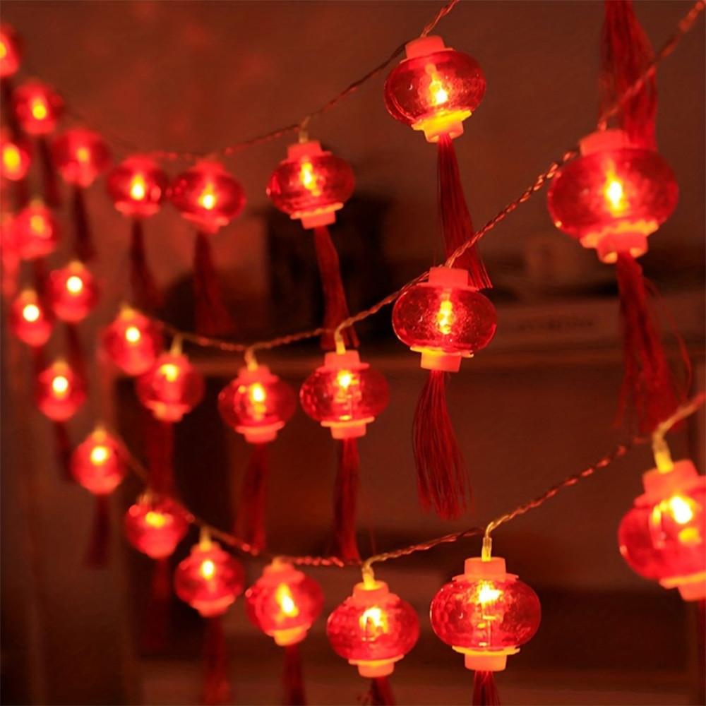 LED Crystal Tassel Lantern Lights New Year Spring Festival Day Decoration Spring Festival Arrangement Red Flashing String Lights