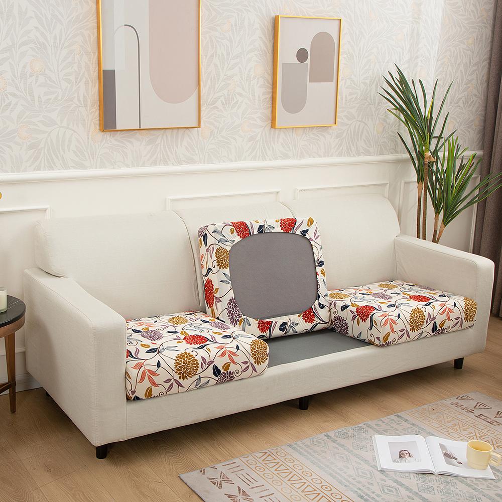 Printed Elastic Sofa Seat Cushion Cover For Living Room Furniture Protector L-shaped Armchair Stretch Seat Cushion Slipcover