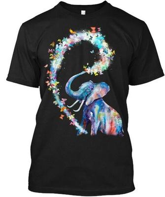Elephant-buttefly Watercolor Z T Shirt Made In the USA Size S To 5XL