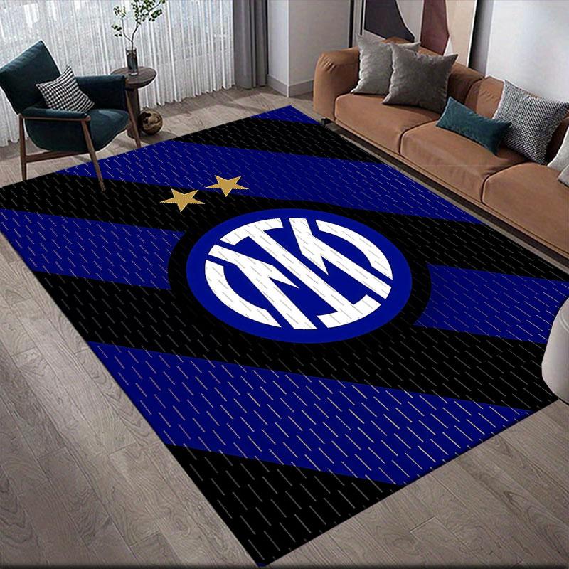 Inter Milan Printed Carpet, Home Sofa Decoration for Living Room & Bedroom, Non‑Slip Play Flannel Floor Mat for Game Room