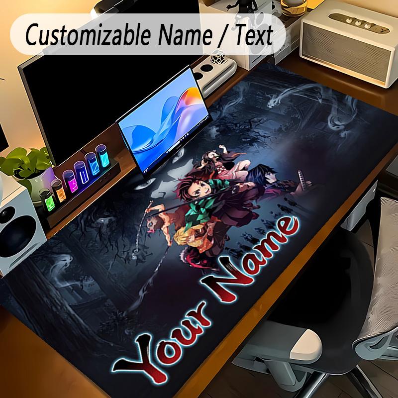 Großes Mauspaddämonenjäger Benutzerdefinierter Name Text Personalisierte Schreibtischmatte Rutschfeste Gaming-Matte