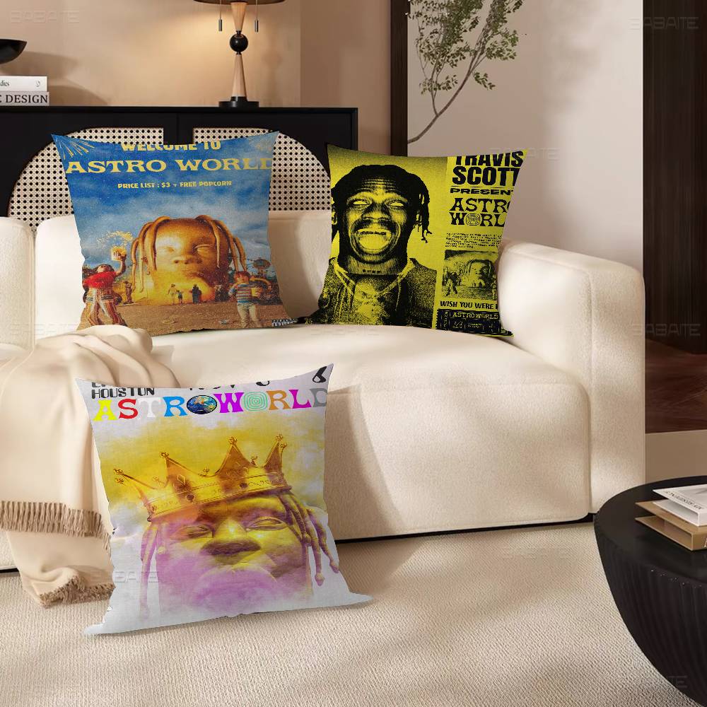 Travis Scott Astroworld 45*45cm Cushion Cover Pillow Cover Decor Pillowcase Home Pillowcase for Couch Pillow