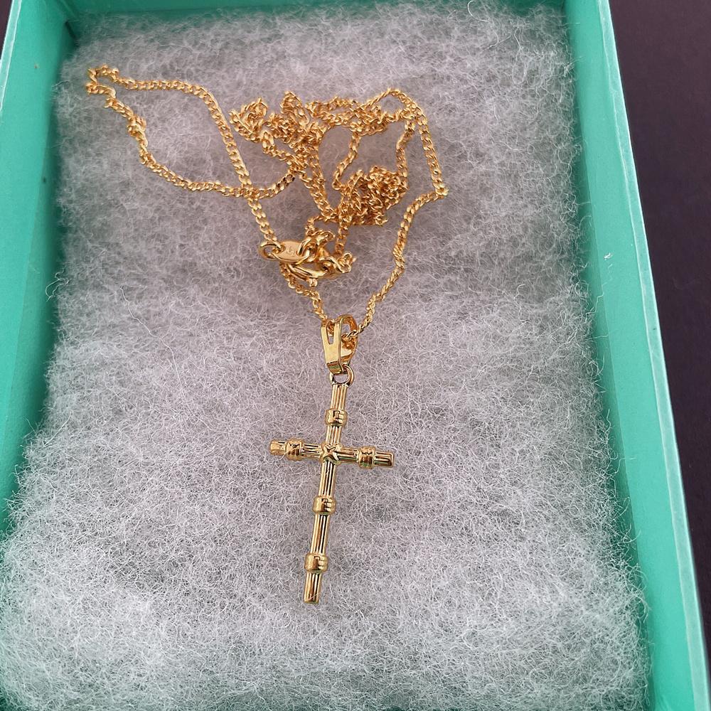 24K Gold Necklace Religious Faith Cross Pendant Necklace for Women & Men Jewelry Gifts