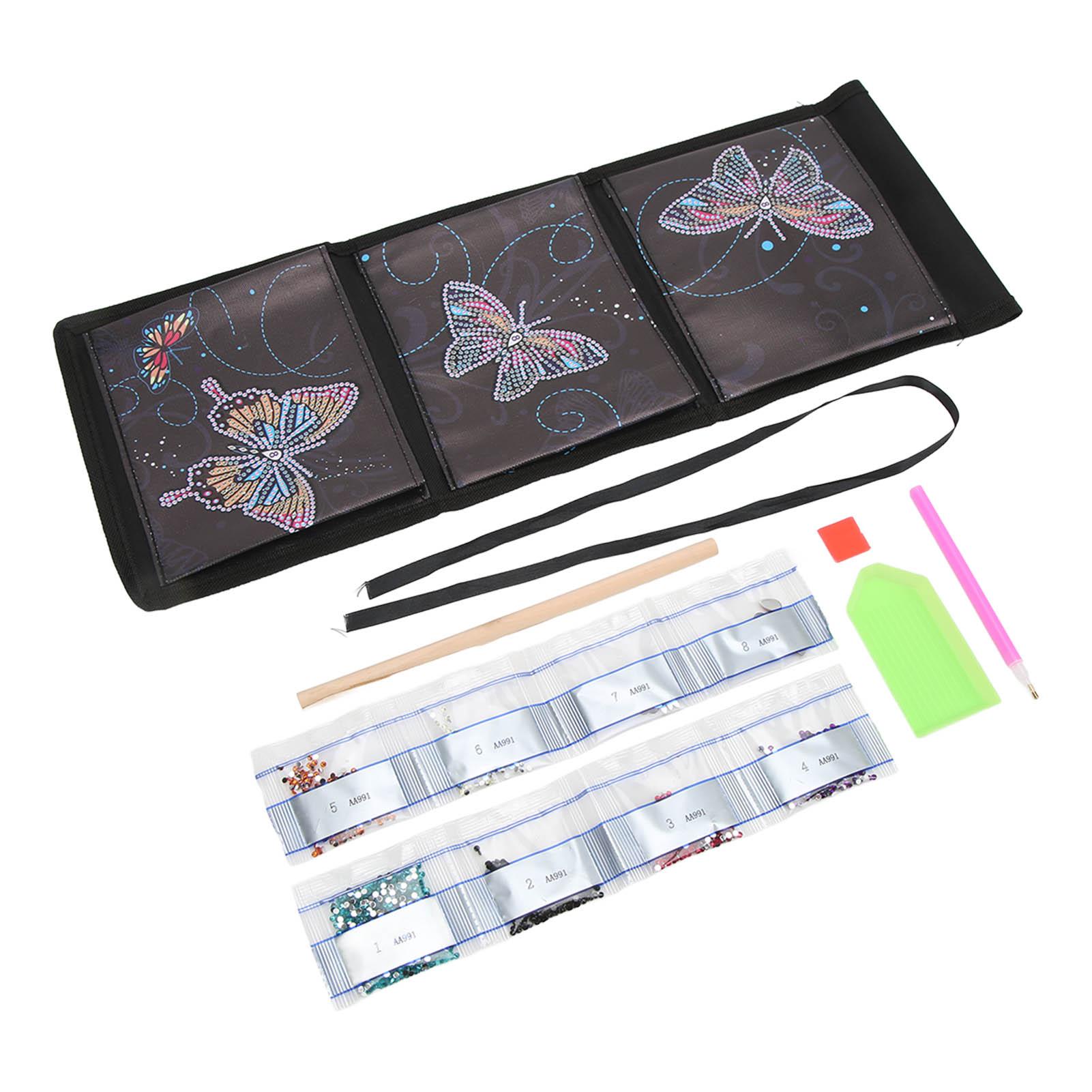 Настенная сумка-органайзер для хранения DIY с принтом бабочек, алмазная вышивка, 3 кармана, водонепроницаемый подвесной карман для