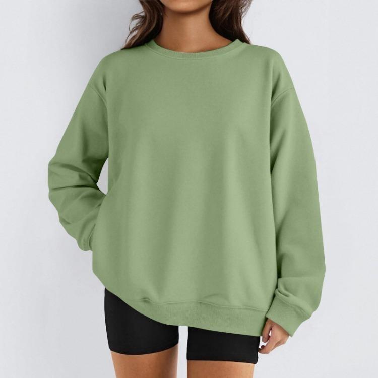 Damen Winter Fleece Tops Langarm Sweatshirt Lässiger Rundhalsausschnitt Pullover Lockerer Schnitt Warme Wintertops