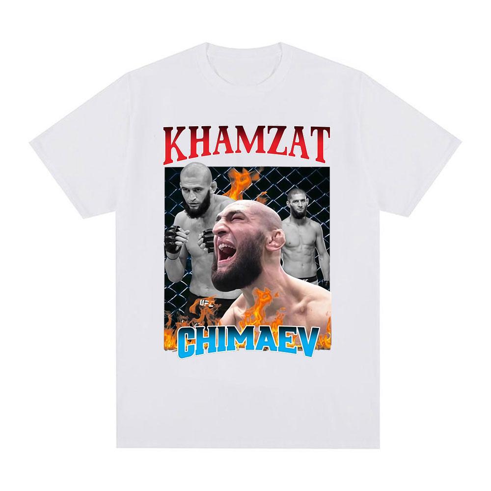 Khamzat Chimaev Retro Graphic T Shirt Unisexs Clothing Fashion Classic Gothic Tee Shirt Male Comfort Cotton Short Sleeve Tshirts