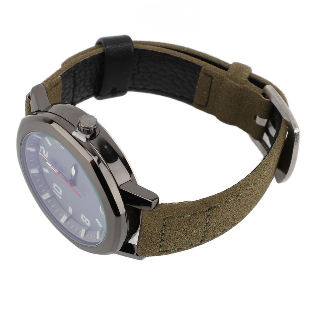 Men Analog Watch Fashion Casual PU Leather Strap Round Face Mineral Glass Easy Reading Quartz Wrist Watch for Indoor Outdoor Activities
