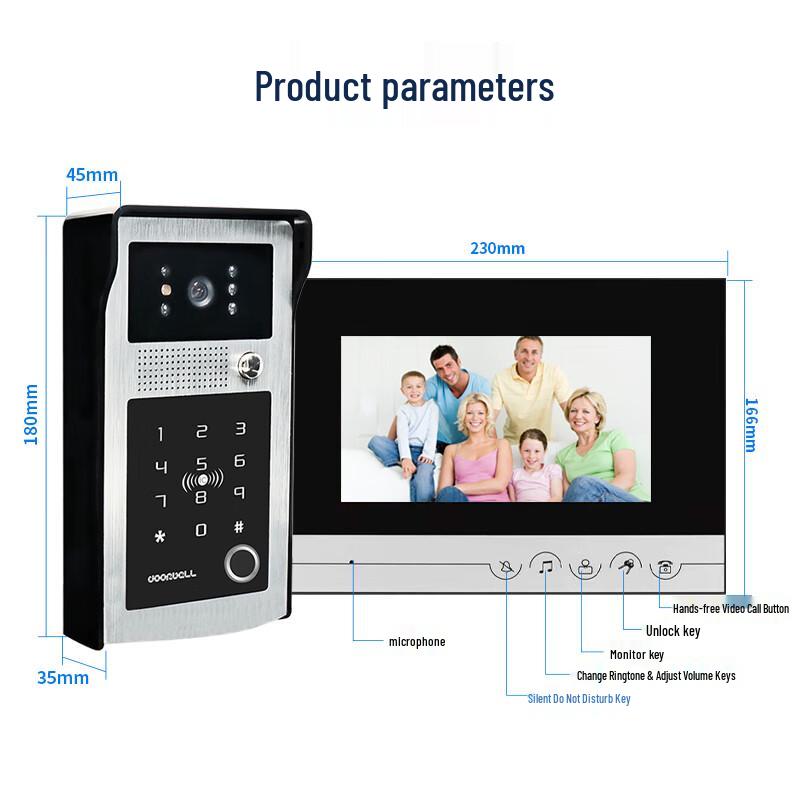 Realand Smart Video Intercom Access Control System CN plug (adapter included)