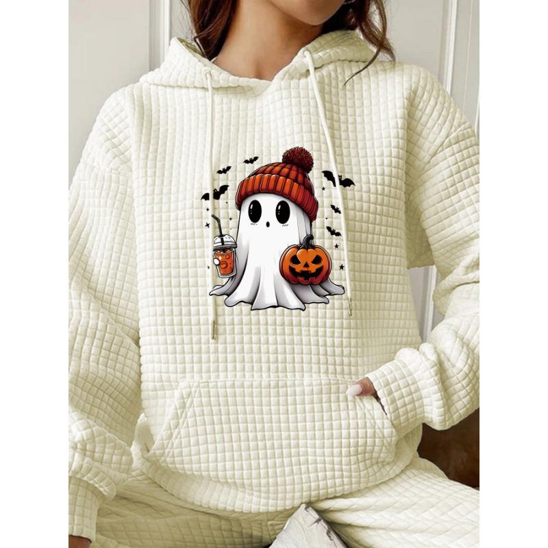 Новая симпатичная женская повседневная трикотажная толстовка с принтом тыквы для осени и зимы женская одежда свободная толстовка на тему Хэллоуина S абрикосовый 1870₽