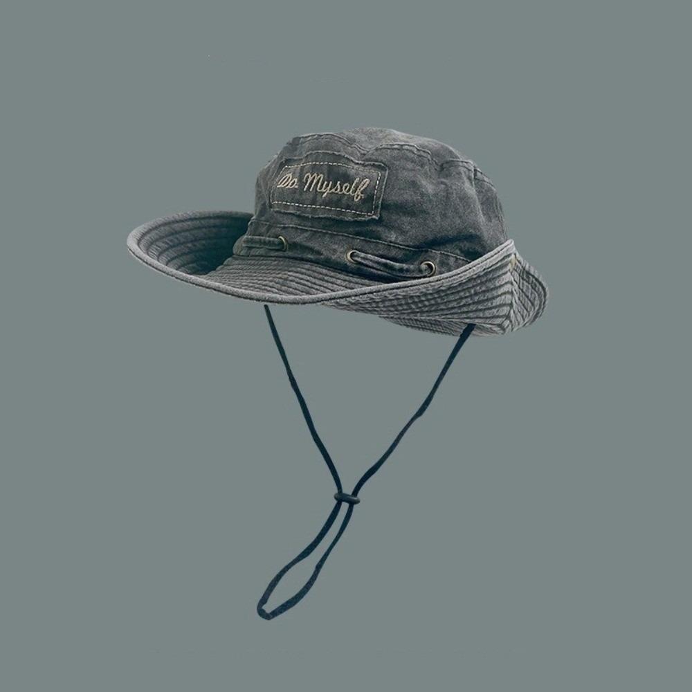 Solid Color Western Cowboy Hat Vintage Wash Sun Hat Fashionable Fisherman Hat  Camping