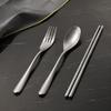 3 Piece Set Matte Finish Titanium Flatware Lightweight Travel Utensil Kit  Outdoor Dining