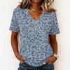 Women's Casual Print Short Sleeve V-Neck Pullover Top