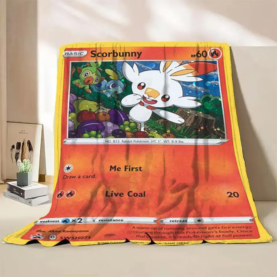 Pokémon Kaart Karakter Cartoon Flanellen Plaid Deken voor Slaapkamer Bed Bank Lunchpauze Picknick Reisdekens Kinderen Zachte Cadeaus