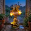 Bienen Willkommensschild Warm leuchtende Lampe Harz Gartendekoration für Hof, Terrasse, Balkon