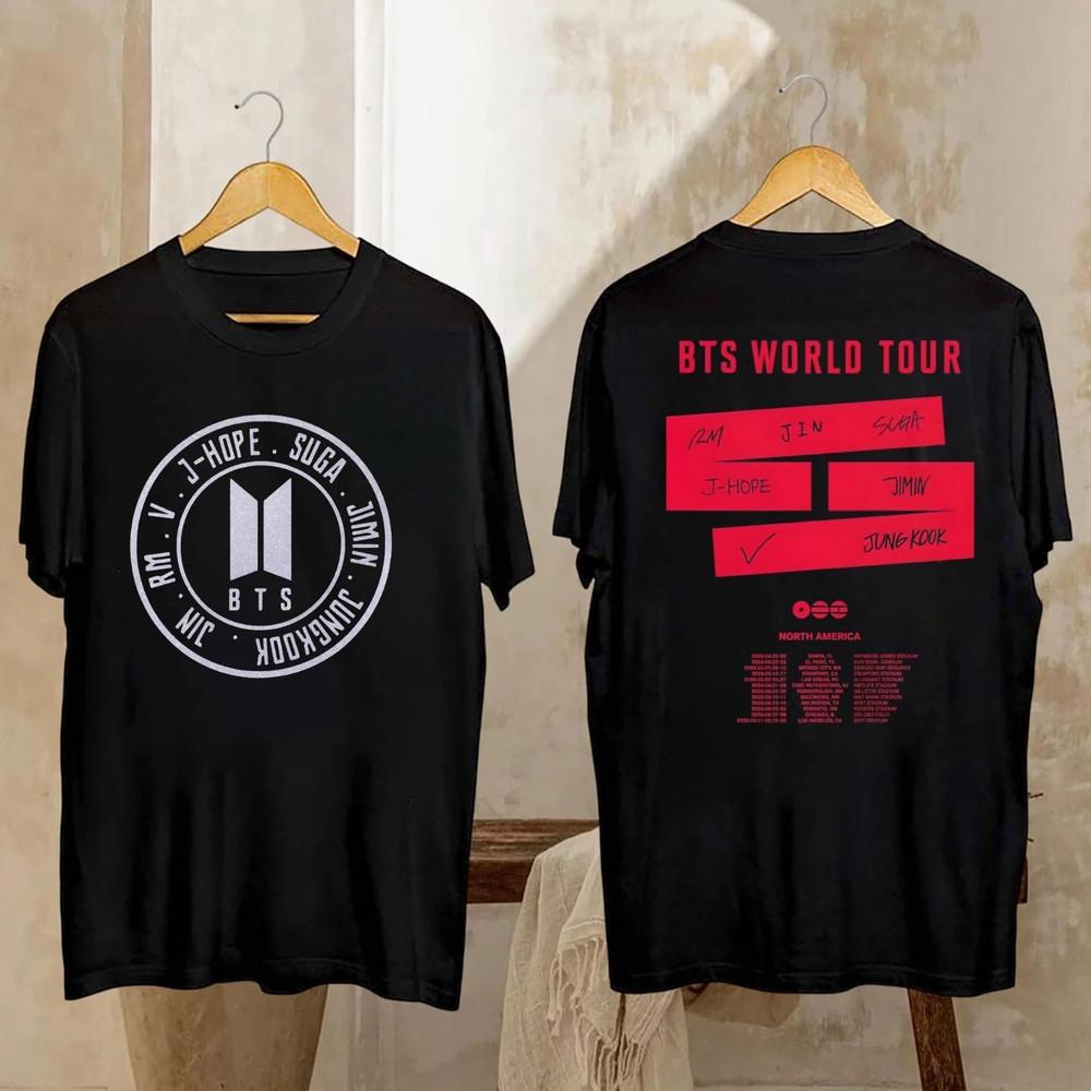 BTS World Tour TShirt Tour Dates In the Back Two Sided Tee Army Concert Gift Unisex T-Shirt XL