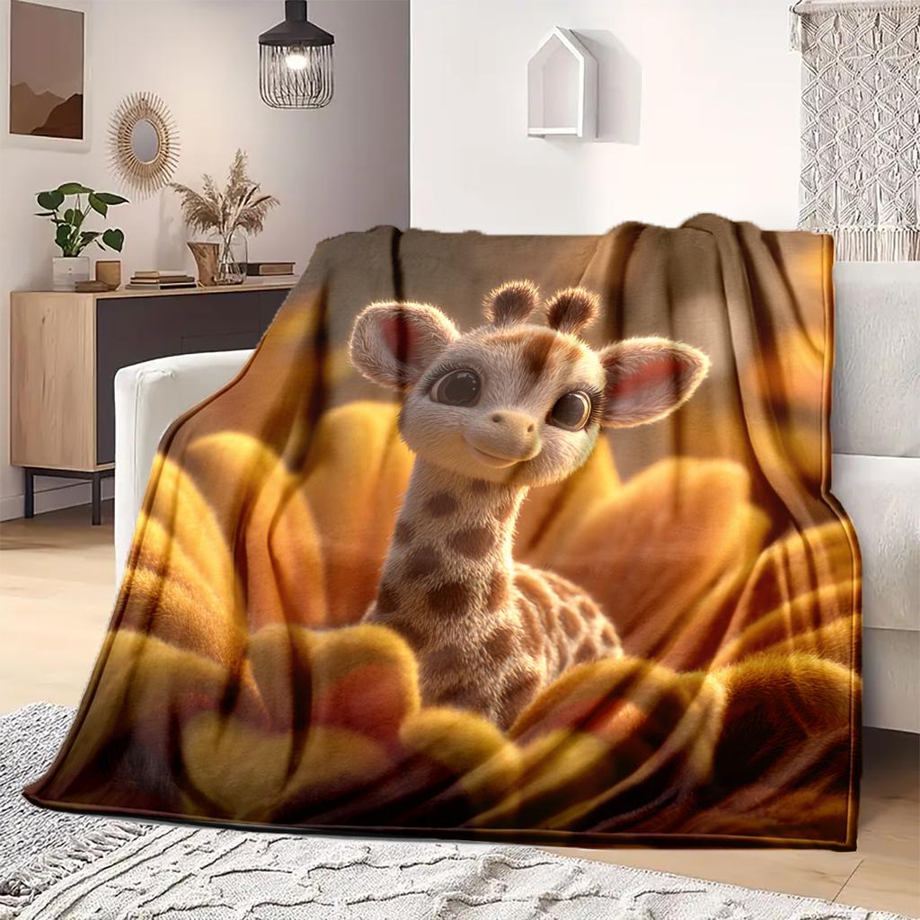 1Pc Cartoon Print Flannel Blanket, High Quality Comfortable for All Seasons, Home Decor, Warmth and Comfort, Perfect for Christmas Birthday Gift