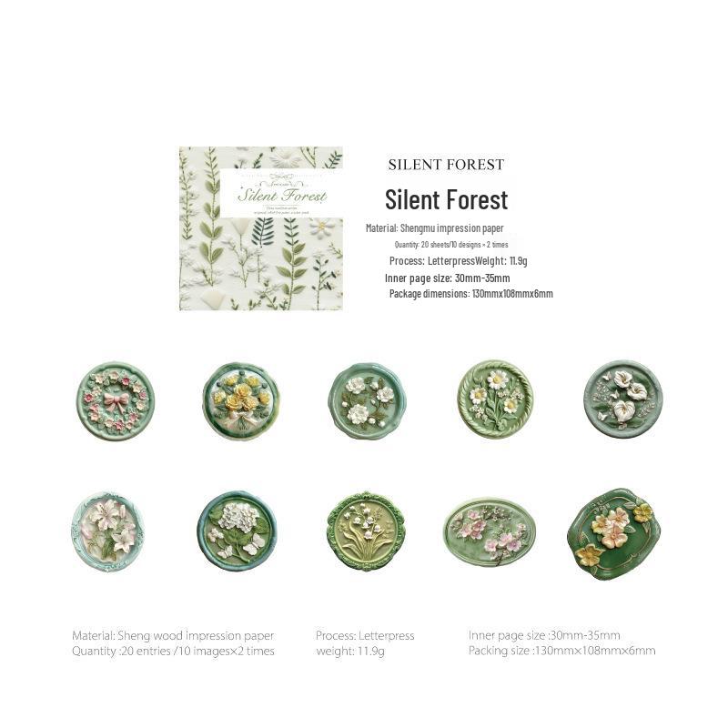 Mo Mo Sheng Mu Yin Xiang Embossed Sticker Pack: Time Mailbox Series (20 Sheets, Fire Wax Base)