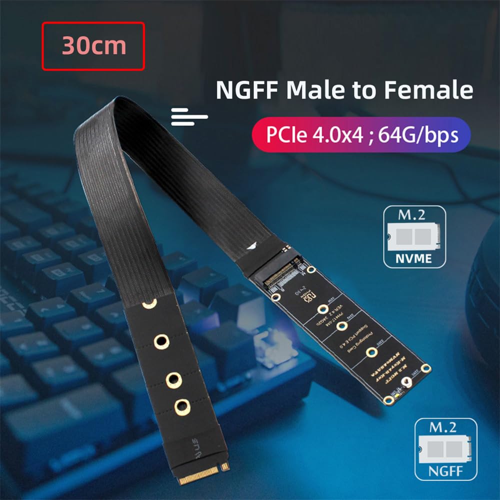 Cavo di Estensione NFHK NGFF M-Key NVME Maschio-Femmina PCI Express 30cm PCI-E 4.0 per Scheda Madre SSD 2230224222602280