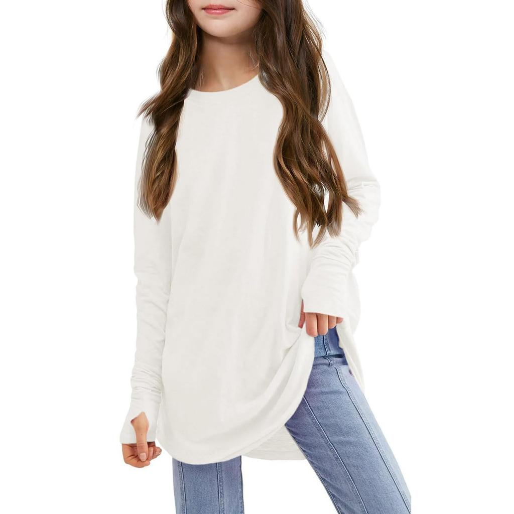Long Sleeve Shirts  Tunic Tops Tees Teens Kids Loose Fashion Sweatshirt T,Shirt