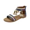 Women's Bohemian Sandals Summer Flats Female Casual Peep Toe Shoes Female Slip on Tassels Beach Comfort Sandalias for Women