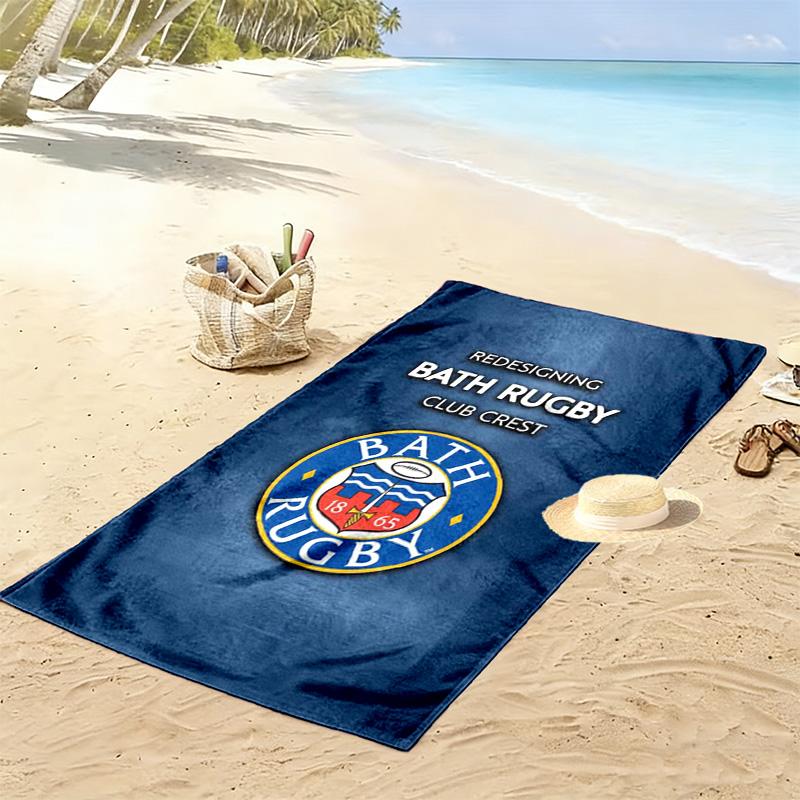 Bath Rugby Print Beach Towel, Large Soft Quick Dry Towel for Beach Camping Swimming